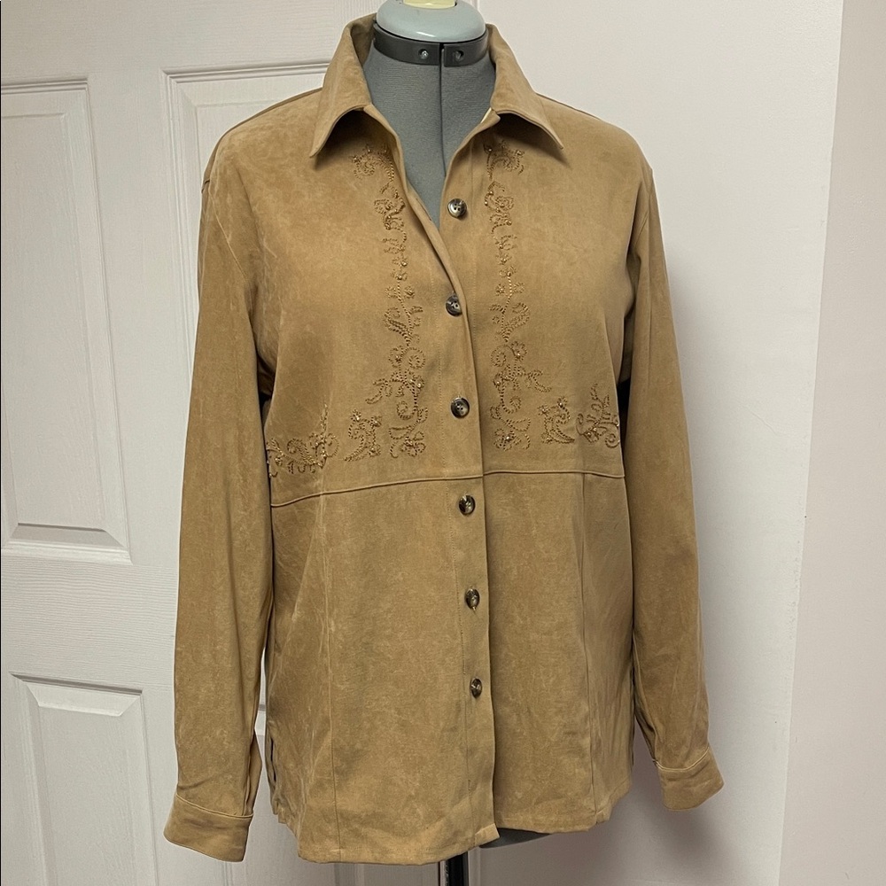 Vintage Koret Light Brown/Tan Faux Suede Blouse